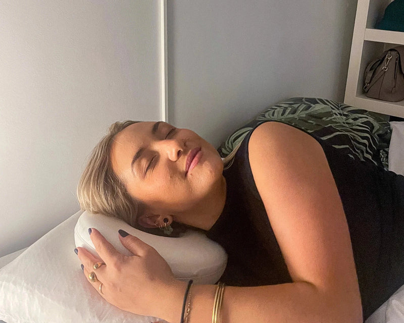 Person in comfortable environment with reduced noise stress